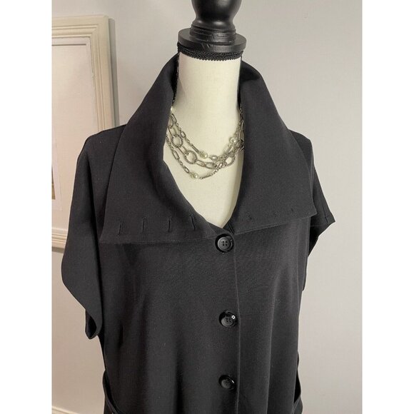 Comfy USA Black Stretch Poplin Funky Flated Button Shirt Tunic Size L - Picture 3 of 16